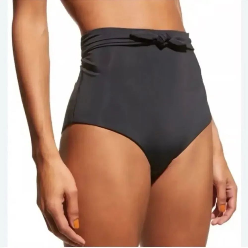NWT Mara Hoffman Jay High Waisted Tie Front Bikini Bottom Black 2X
